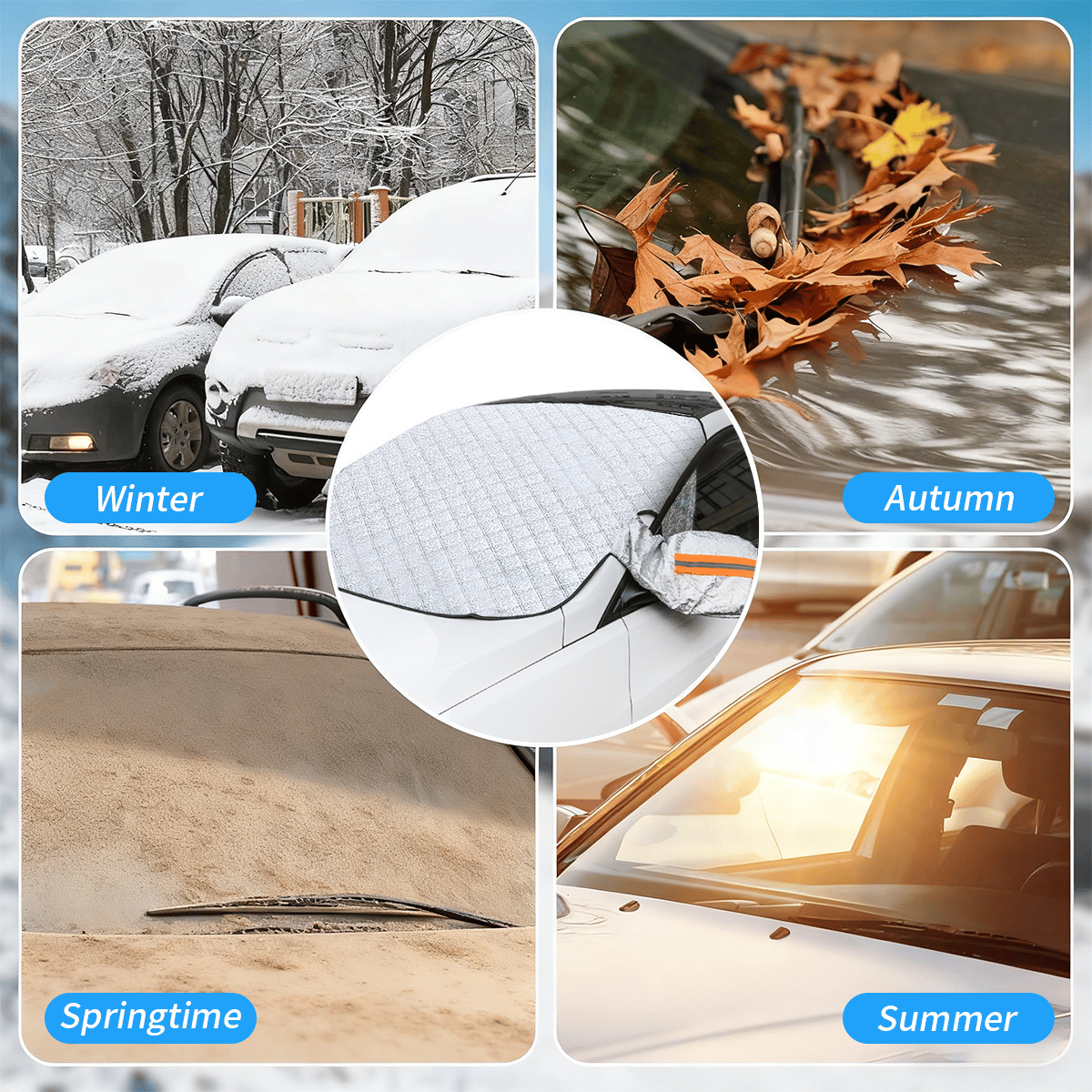 🎄Christmas Hot Sale🚗4-Layer Magnetic Windshield Cover for Car