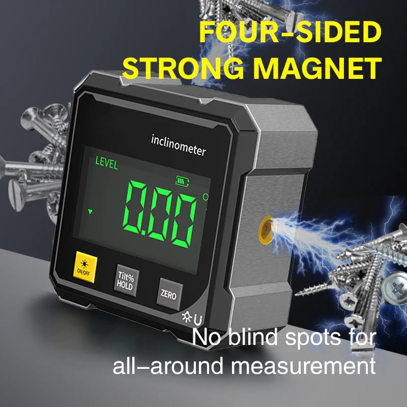 4-Side Magnetic Digital Angle Gauge with Laser
